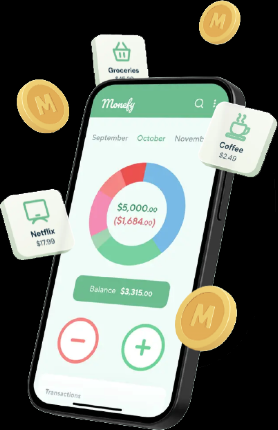 Monefy app screens