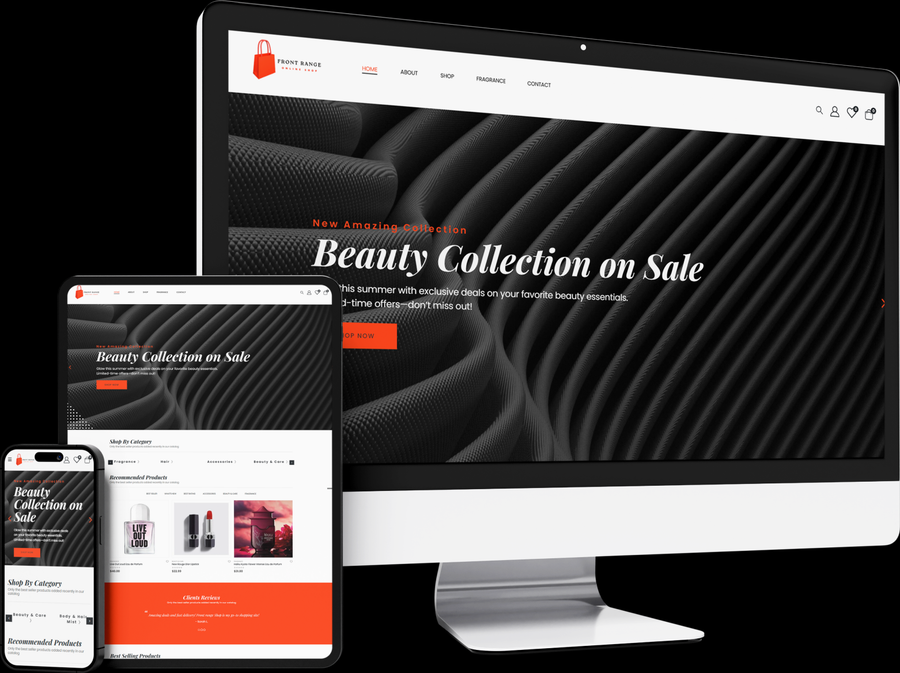 Front Range Online Shop website screens