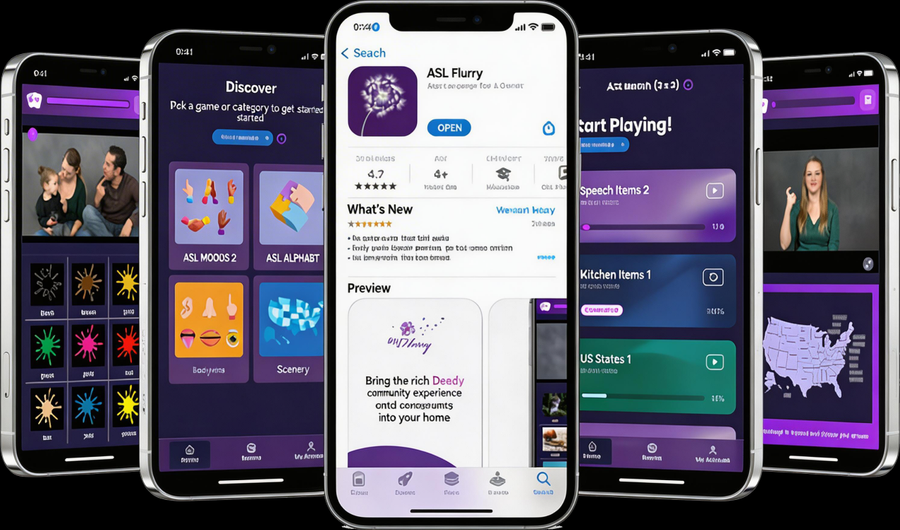 ASL Flurry app screens